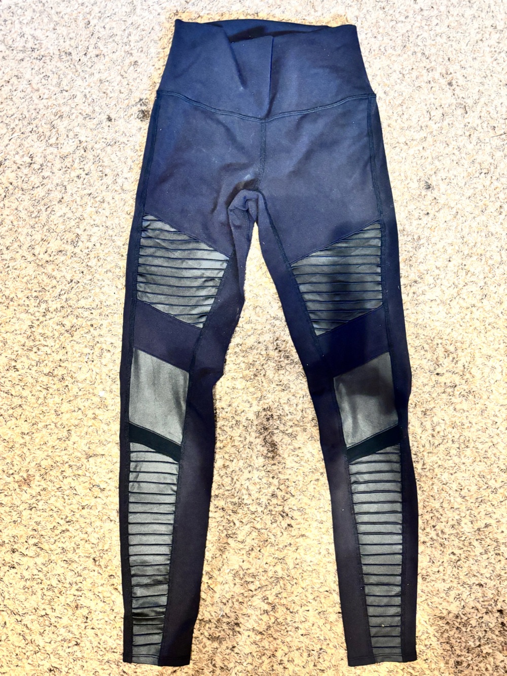 ALO Yoga Black Paneled Moto-Style leggings